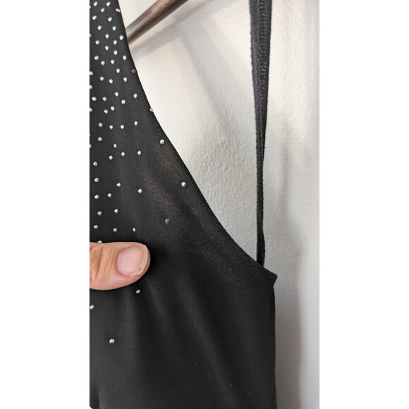 Vintage Ruby Rox Dress Y2K Fairy Grunge 90s Black Halter Rhinestone Ruched Small - Picture 3 of 13